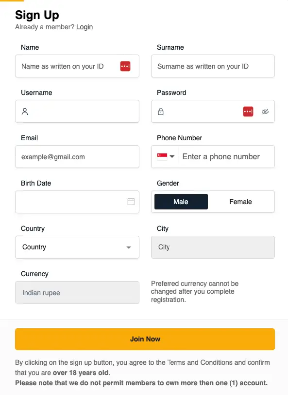 registration process
